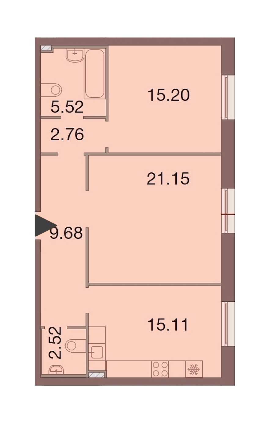 Двухкомнатная квартира в : площадь 71.94 м2 , этаж: 2 – купить в Санкт-Петербурге
